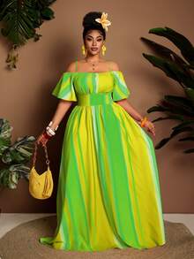 Maweii Plus Size Sexy Off-Shoulder Cinched Waist Dress, Flattering Fit, Suitable For Halloween, Spring/Summer - Multicolor - View 5