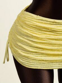 Bellisia Women's Elegant Tie-Up Cake Skirt Swimsuit 3 Pieces Set, Beach, Pool, Casual Party, Holiday, Spring/Summer - Yellow - View 8