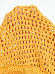 Coolane Bộ đồ đi biển phong cách boho gợi cảm, thanh lịch dành cho nữ mùa xuân/hè, gồm áo bikini dệt kim họa tiết hoa và quần đùi boxer. - trái cam - Xem 5