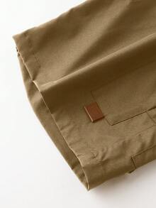 Manfinity Homme Men's Casual Solid Color Cargo Shorts, Summer - Khaki - View 8