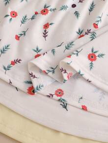 SHEIN Vintaside Kids 3pcs/Set Baby Girl Fresh Cute Floral Patchwork Peter Pan Collar Dress Set, Casual Outdoor Party Social Occasions - Multicolor - View 8
