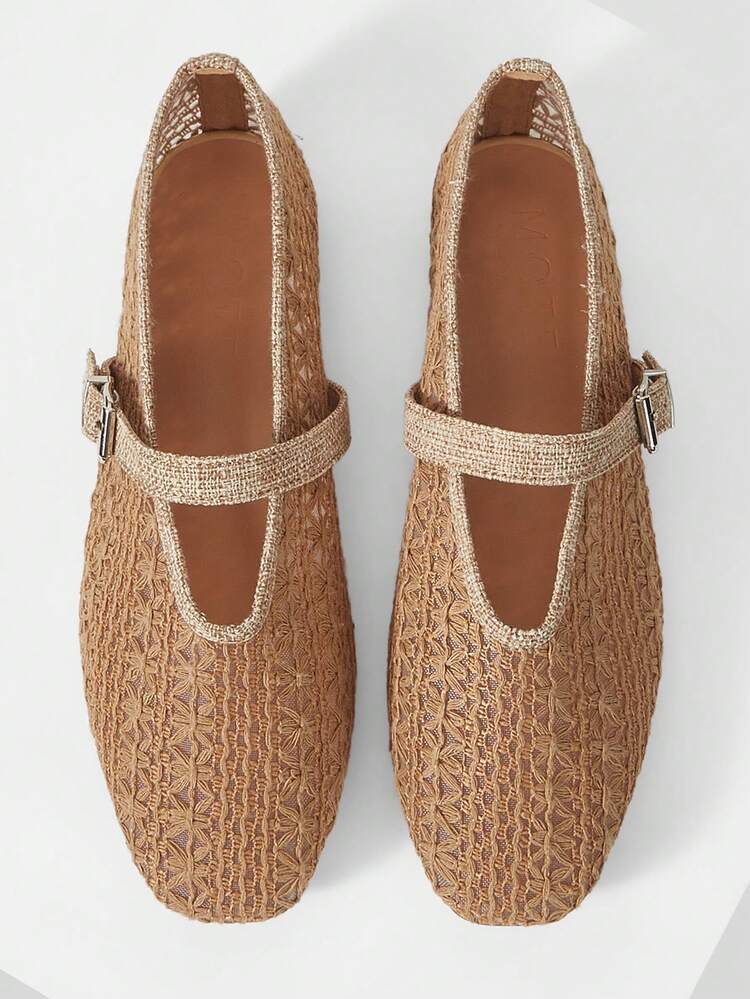 LASER HOLLOW SQUARE TOE WOMEN FLAT LOAFERS