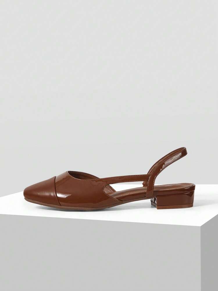 WOMEN'S SHOES NEW FRENCH RETRO BROWN SIDE SPACE SPLICING CLOSED TOE SQUARE HEEL FASHION TEMPERAMENT CELEBRITY SHOES COMFORTABLE AND NOT TIRED FEET VERSATILE AGE REDUCTION ELEGANT STYLE WOMEN'S SHOES