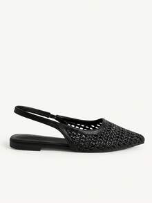 CUCCOO CHICEST Ladies Pointed Real Woven Splicing Daily Travel Casual Versatile Fashion Sandals Flat - Black - View 3