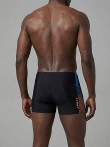 ZELFYO Men's Beach Vacation Printed Drawstring Swim Trunks - Black - View 2