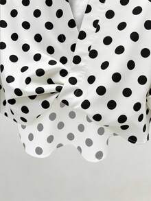 INAWLY 女士波点休闲百搭长袖衬衫，适合日常穿着 - 黑與白 - 查看 5