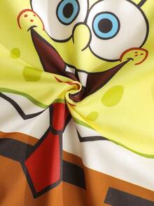 SpongeBob SquarePants | SHEIN 女婴图案圆领休闲连体衣 - 彩色 - 查看 5