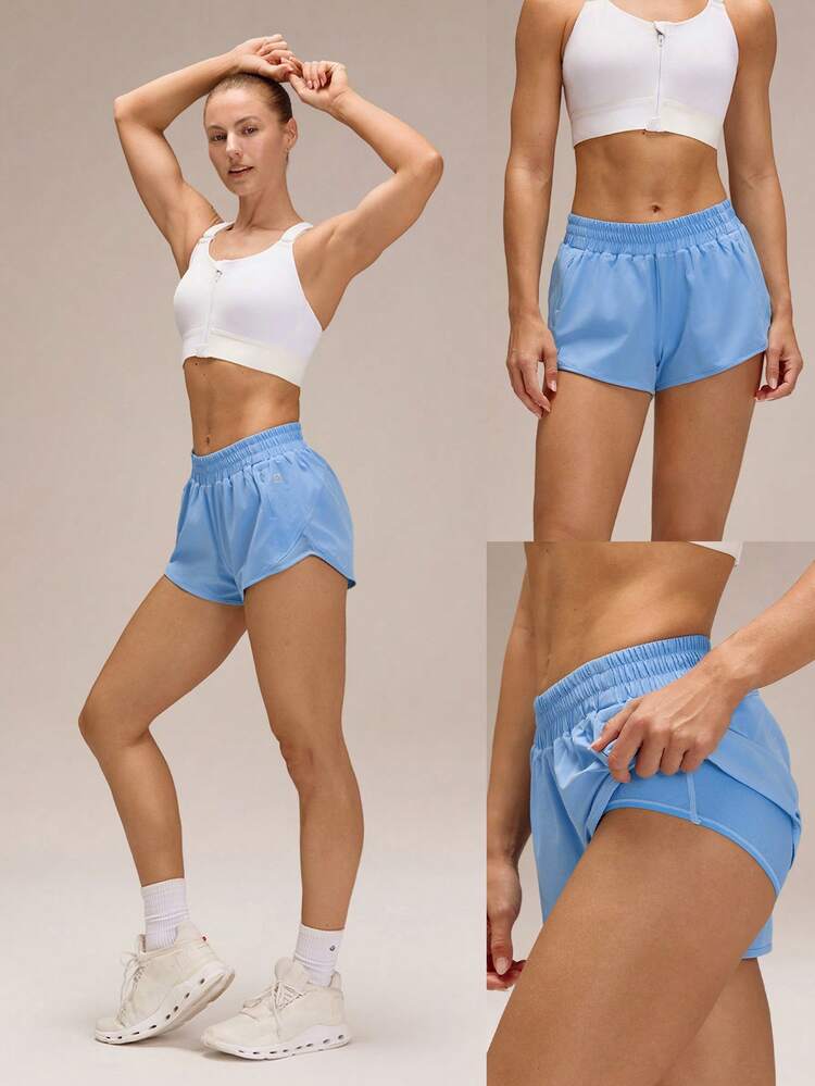 2.5" Stay Cool Quick-Dry Lightweight Zipper Pockets Reflective Strips Low Waist Active Running Shorts With Built-In Deodorant Underwear Jogging Training Gym Workout Wear Valentine's Day