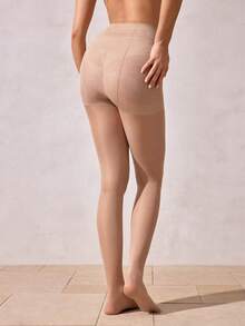 1 件女式 20D 简约纯色杏色紧身裤袜 - 杏色 - 查看 3
