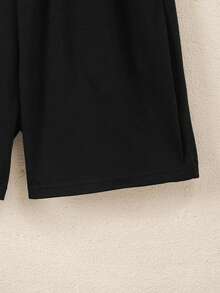 Vacaura Set 2pcs/Set Kaos Kasual Leher Bulat Warna-warni untuk Anak Laki-laki, Nyaman dan Modis untuk Pakaian Sehari-hari, Sekolah, dan Olahraga - Hitam - View 6