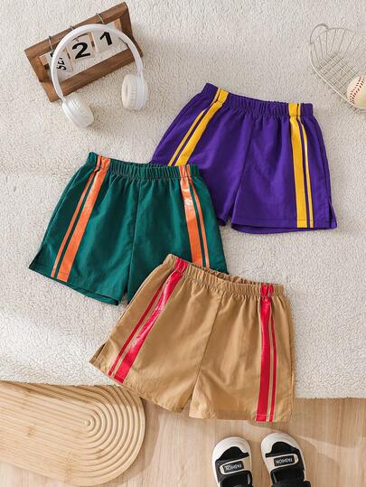 3件套夏季新款时尚男童休闲宽松阔腿运动短裤，适合日常穿着、户外活动、旅行和度假。