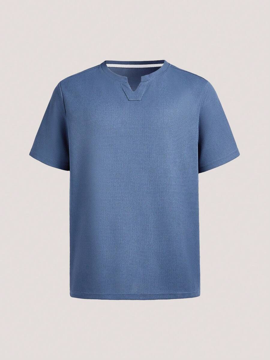 Camiseta De Manga Corta Para Hombre Con Tela Texturizada - Azul Marino - Ver 1