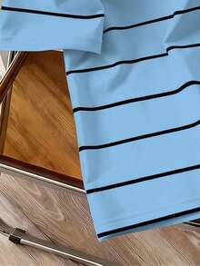 Claim Dot 男士字母条纹短袖休闲Polo衫 - 淺藍色 - 查看 3