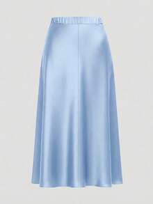 Firerie Plus Size Solid Color Minimalist Casual Skirt - Baby Blue - View 5