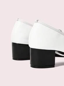 CUCCOO DOLLMOD 女士时尚蝴蝶结玛丽珍高跟鞋 - 黑與白 - 查看 5