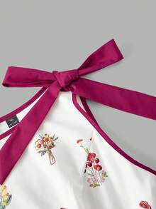 SHEIN MOD Đầm thời trang cỡ lớn dành cho nữ, in hoa, đính nơ, cổ tròn, không tay. - Nhiều màu - Xem 3
