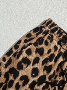HIMLAND Men's Casual Leopard Print Shorts, Summer - Brown - View 3