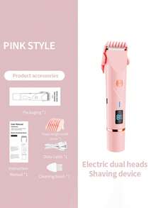 1PC Pink Dual-Head Electric Shaver For Women, IPX7 Waterproof Ceramic Blade Digital Display Body Trimmer With Type-C Charging For Bikini, Underarms & Legs - Multicolor - View 10