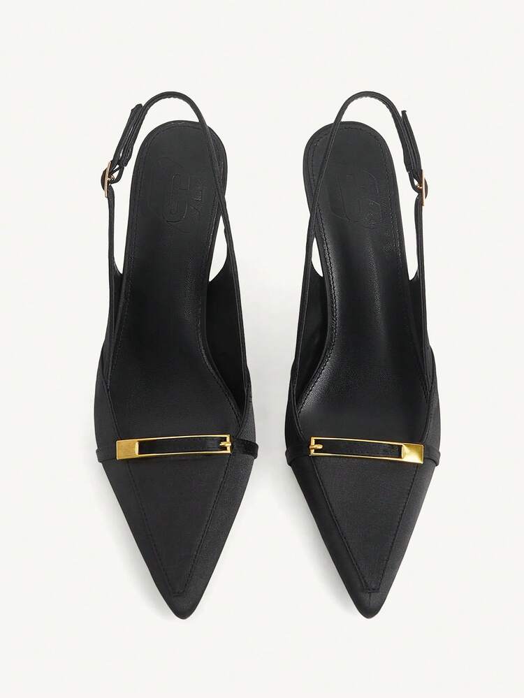 CUCCOO CHICEST Women's Shoes Fashion Black Basic Elegance Metal Decorative High Heels