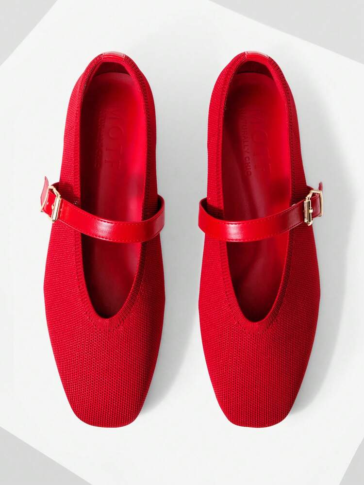 WOMEN FARBIC BUCKLE MARY JANE FLAT SHOES FOR CHRISTMAS FOR DAILY WEAR COMFORTABLE