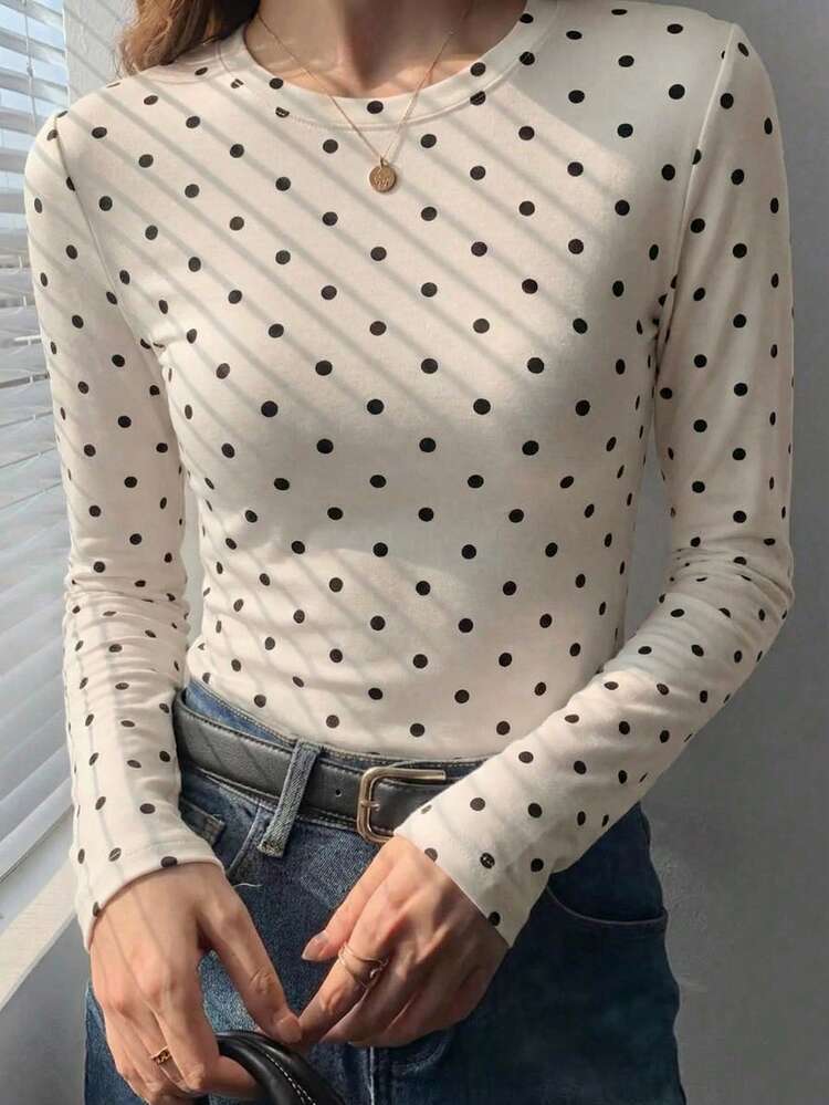 Women's Solid Color Slim Fit T-Shirt, New Arrival For Autumn