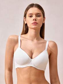 Veilyse 女款極簡純色無鋼圈內衣夏季款 - 白色 - 查看 3