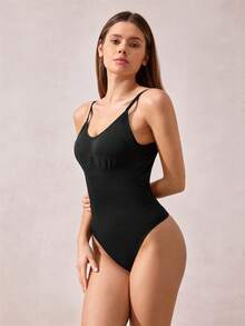 1 件女士露背无缝紧身衣塑身衣 - 黑色 - 查看 6