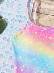 适合夏季的少女休闲简约连体泳衣 - 彩色 - 查看 5