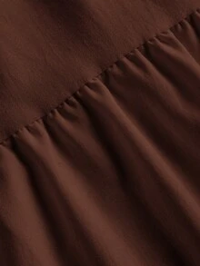 SHEIN MOD Women's Solid Color Waist Tie Casual Skirt - Brown - View 4
