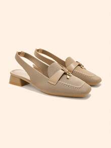 CUCCOO BASICS Ladies Fashion Khaki Block Heel Square Heel High Heel Shoes Commuter Dating Party Vacation - Khaki - View 7