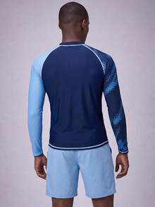 Manfinity KASUA Bộ đồ nam 2 món kiểu dáng thường ngày đi biển, áo dài tay và quần short phối màu tương phản. - Nhiều màu - Xem 2