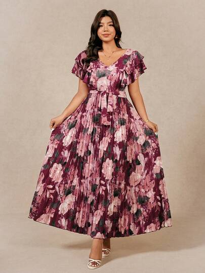 Juhart Vestido de verano elegante y estampado de gran tamaño para mujer, tejido