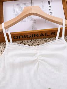 SHEIN 青少女休閒舒適背心上衣和花朵裙子連身套裝 - 白色 - 查看 5