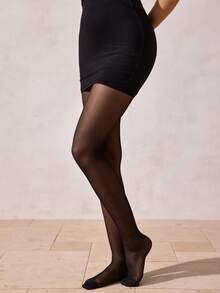 1双日常通勤连裤袜，具有收腹提臀功能，舒适保暖。 - 黑色 - 查看 5