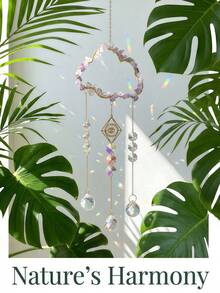 Joivida 1 colector de lumină solară din cristal în formă de nor, cu 4 stiluri de cristal din care puteți alege (agat verde/cuarț roz/cristal auriu/cristal violet), este foarte potrivit pentru ferestre, dormitoare, camere de zi, terase și decorarea casei. Este un cadou excelent de sărbători pentru prieteni și familie și, de asemenea, un cadou ideal pentru bărbații și femeile care adoptă stilul boem. Este o alegere ideală pentru crearea unei decorațiuni spirituale pentru casă. - sunet de vânt - Vizualizare 9