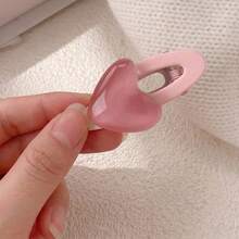 Joivida 1Pc/2Pcs Metal Oval Pink Heart Hair Clip, Elegant And Girly Duckbill Clip, Cute And Sweet Front And Side Bangs Hair Accessory. - Love clip - View 11