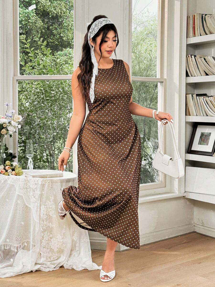 FleurLily Plus Size Sleeveless Backless Brown Dress Gym Summer - Coffee Brown - View 1