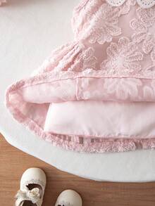 Souflis Souflis 女婴甜美公主蕾丝边领无袖粉色连衣裙，夏季 - 粉色 - 查看 7