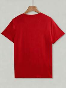 EMERY ROSE 女士休闲印花圆领短袖T恤，夏季 - 紅色 - 查看 2