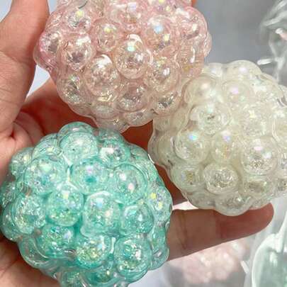 MINKOJA A Noisy Bead Stress - Relieving Squeezing Toy, Including Three Colors: Blue, Pink And White, Fidget Toy, Squishy Toy, Squishy Slow Rising, Kids Toy, Girls Toy, A Cute Gift For Birthday, Party, Christmas And Holiday.