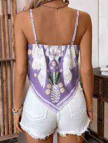 SHEIN LUNE Áo camisole nữ dáng rộng in họa tiết cây cỏ, kiểu dáng thường ngày. - Nhiều màu - Xem 2