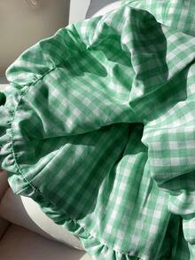 Comfortcana Top bandeau a cuadros verdes de moda para mujer - Verde - Ver 5