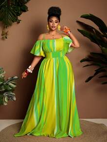 Maweii Plus Size Sexy Off-Shoulder Cinched Waist Dress, Flattering Fit, Suitable For Halloween, Spring/Summer - Multicolor - View 1