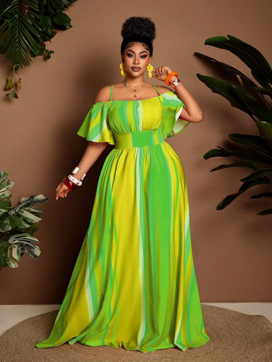 Maweii Plus Size Sexy Off-Shoulder Cinched Waist Dress, Flattering Fit, Suitable For Halloween, Spring/Summer - Multicolor - View 1