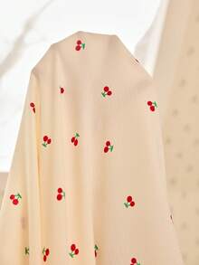 CottageSlumber Cherry Print Ruffle Splice Romantic Plus Size Robe - Apricot - View 6