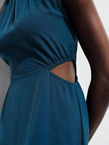 Aveloria Modichic Chic & Eye-Catching Navy Blue Round Neck Hollow Out Sides Dress, Minimalist Design Suitable For Outings, Fashion Parties - Blue - View 2