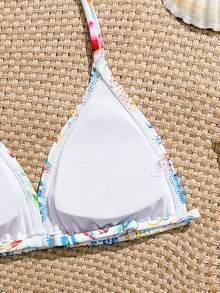 SHEIN 少女彩色海洋生物印花针织比基尼套装，两件套泳衣，时尚休闲优雅，适合游泳、度假、夏季穿着。少女泳衣，两件套泳衣，少女泳衣，女童泳衣，女童两件套泳装，贝壳印花泳衣，女童海滩度假装，女童夏季度假装，夏季服装套装，女童泳衣，女童泳装。 - 彩色 - 查看 5