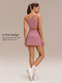 GLOWMODE FeatherFit™-Air Ace The Day - Quần short tích hợp mềm mại như bơ, thấm hút mồ hôi, eo co giãn điều chỉnh được, túi bên hông, đế chống trượt, dáng chữ A, váy ngắn, hỗ trợ nhẹ, giảm tác động lên khớp, thích hợp cho tennis, golf, pickleball và các hoạt động thể thao hàng ngày. - Bụi hồng - Xem 2