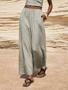 Maija Quần nữ kẻ sọc cạp chun - màu xanh lá - Xem 1