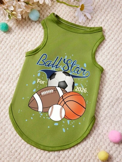 PETSIN 1 pieza de chaleco con estampado de letras y tres patas para mascotas, ropa para mascotas suave y transpirable, diseñada en verde